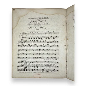 1834 Across the Lake Song and Duet by George Kingsley for Class Instruction - Picture 1 of 4