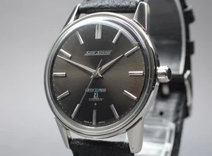 Reloj para hombre vintage 1964 OH reparado Seiko Skyliner 14092 negro 21J cuerda manual - Imagen 1 de 13