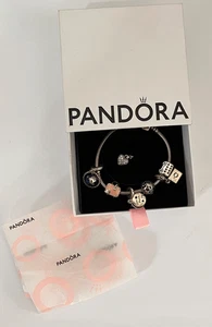 PANDORA CHARM BRACELET + CHARMS IN ORIGINAL BOX - TRAVEL THEME - Picture 1 of 4