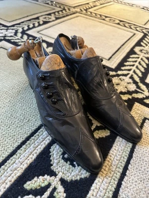 Старинные мужские эдвардианской викторианской кнопка крышка носок официальный туфли денди Fop новом! - Изображение 1 из 4