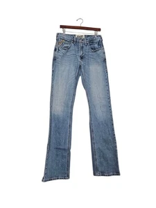 Jeans Ariat M5 slim dritto uomo 30x37 vero denim lavaggio leggero western LEGGI - Foto 1 di 14