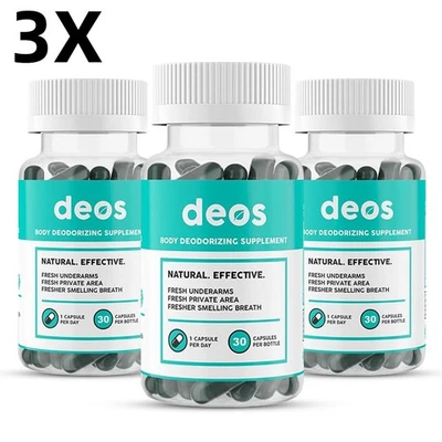3x DEOS Internal Deodorant Supplement – Full Body Deodorizer 30 Capsules - Image 1 of 4