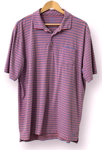 Peter Millar Seaside Wash Periwinkle Seafoam Striped Golf Polo Shirt Size XL - Bild 1 von 6