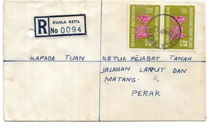 REG KUALA KETIL WITH PAIR 25sen 1963 COVER TO PERAK MY REF 2758 - Picture 1 of 2