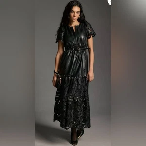 Maxi Vestido ANTHROPOLOGIE Para Mujer The Somerset Imitación Cuero Bordado Edición M - Imagen 1 de 15