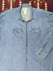 VTG Rockmount Denim Western Shirt, XL, Saw Tooth Pockets, Metal Buttons, Western - Picture 1 of 5
