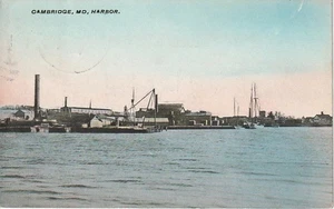 Cambridge MD Harbor Ships, Docks, Buildings 1921 CHOPTANK RIVER LINE - Bild 1 von 2