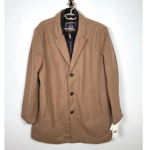 Dockers Mens XL Wool Blend Top Coat Overcoat Brown Quilted Lined - Picture 1 of 13