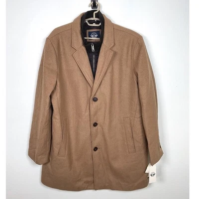 Dockers Mens XL Wool Blend Top Coat Overcoat Brown Quilted Lined - Image 1 of 4