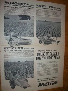 VINTAGE  MINNEAPOLIS MOLINE ADVERTISING -COMBINES & CORN PICKER -1959 - Picture 1 of 2