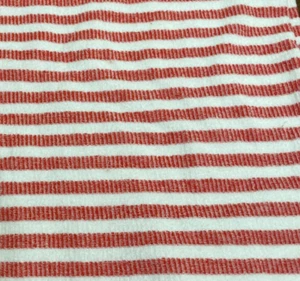 Cotton French Terry Knit Fabric Red and White Stripe Stretch 5/8 yard x 64 in - Picture 1 of 6