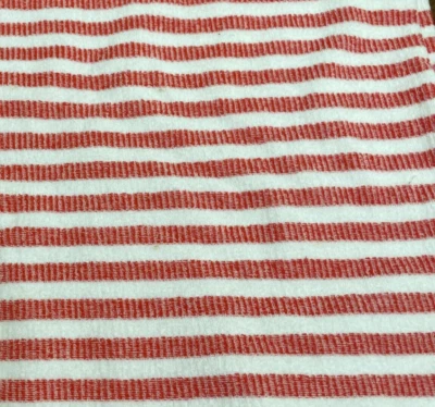 Cotton French Terry Knit Fabric Red and White Stripe Stretch 5/8 yard x 64 in - Image 1 of 4