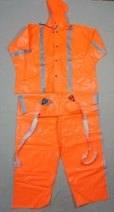 NASCO INDUSTRIAL RAINWEAR USED MEN 2XL NFPA FR FLAME RETARDANT SET JACKET+PANTS - Picture 1 of 11