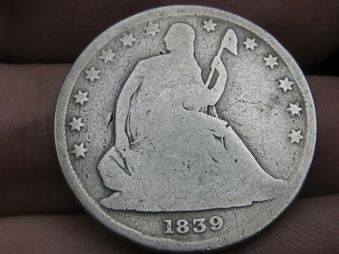 1839 Seated Liberty Half Dollar- With Drapery, Good/VG Details Cover