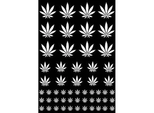 Marihuana Blatt 55 Stck. Weiß Schmelzglas Aufkleber - Bild 1 von 2