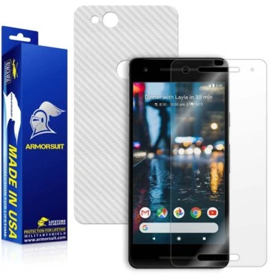 ArmorSuit Google Pixel 2 Screen Protector + White Carbon Fiber Skin Protector - Image 1 of 4