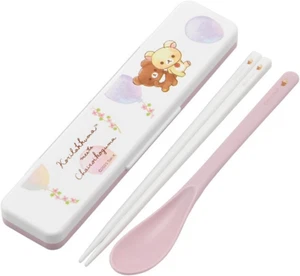Neu Süß Ballon Rilakkuma Löffel Essstäbchen Rosa Box Etui Bento Mittagessen Set SanX - Bild 1 von 4