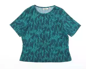 Honor Millburn Womens Green Geometric Polyester Basic Blouse Size 14 Round Neck - Picture 1 of 12