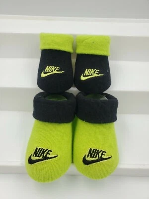 2 Pair Nike Baby Boys Booties, Size 0-6 Months, Black, Green, Shower Gift B23 MP - Image 1 of 2