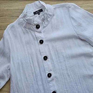 Yushi White Button Up Shirt Swing Jacket M - Bild 1 von 6
