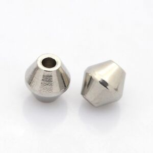 20x  Bicone 304 Stainless Steel Beads Craft Stainless Steel Color 8x8mm Hole 3mm