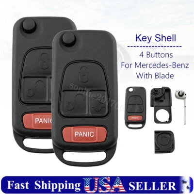 2 Repuestos para Mercedes Benz Mando a Distancia Abatible Llavero Carcasa Estuche SLK230 1997-2004 Foto 1 de 4