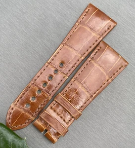 Watch Strap Cartier Tank Divan Crocodile Leather Light Brown 25 19mm France AIK - Picture 1 of 12