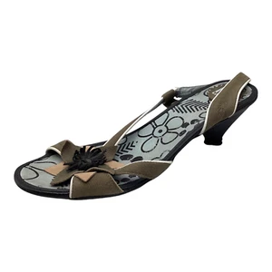 Fly London Womens Taupe Leather Mid Heel Slingback Shoes Sandals Size UK 8 Used - Picture 1 of 9