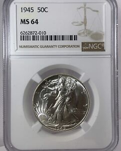 1945 Walking Liberty Silver Half (50C) Dollar NGC Holder MS 64