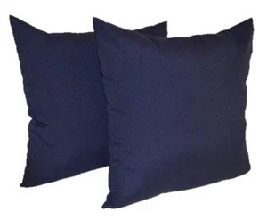 Set of 2 Outdoor 17" Solid Navy Blue Decorative Square Throw Pillows - Picture 1 of 4