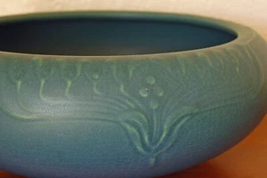 Stunning Rookwood Arts & Crafts Console Bowl "XV" 1915 #2151 Matte Indigo-Blue - Picture 1 of 9