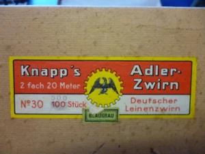 Knapp´s Adlerzwirn Deutscher Leinenzwirn 2 fach 20Meter Luftwaffen blaugrau ?   - Bild 1 von 2