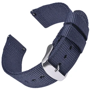 18/20/22mm Woven Nylon Canvas Sport Wrist Watch Band Strap with Metal Buckle Pin - Picture 1 of 33