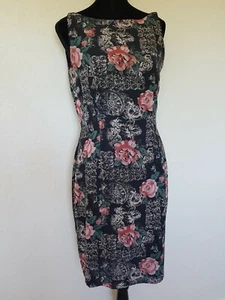 Gigi By Gillian Sheath Dress Sz 10 Black Floral Lined Sleeveless Boat Neckline(J - Picture 1 of 9