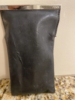 FENDI Soft Eyeglasses Pouch Black Case With Metal Magnetic Top Closure. - Image 1 of 4