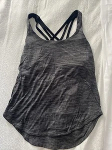 Lululemon Damen Tanktop schwarz grau aufhellend leicht mit BH - Größe 4 - Bild 1 von 5