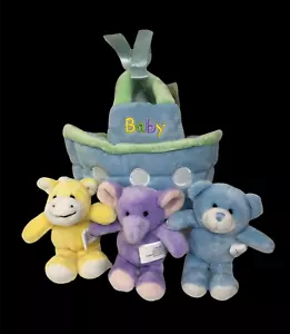 Burton Noah Ark Baby Cesta Juguete de Peluche Oso Caballo Elefante Sonajero Chirridos - Imagen 1 de 7