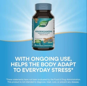 ASHWAGANDHA Nature's Way - REDUCES STRESS* 60 Vegencaps PREMIUM EXTRACT. NEW!!! - Picture 1 of 4