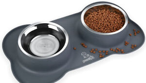 Pet Food/Water Bowls with Nonslip Mat