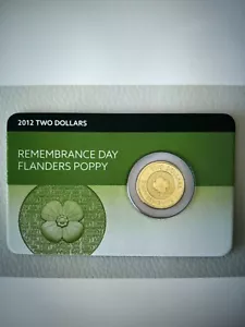 Remembrance Day Flanders Poppy 2012 Plain Poppy $2 Coin Card - Picture 1 of 2