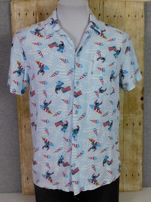 Camisa Disney Stitch Abotonada Niños Talla Mediana Manga Corta 4 de Julio Foto 1 de 4