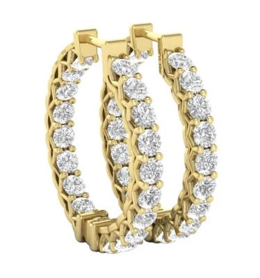 VS F 1.35 Ct Lab Grown Diamond 10K Yellow Gold Hoop Earrings 0.72 Inch Prong Set - Image 1 of 4