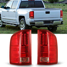 LED Tail Lights For 2007-2014 Chevy Silverado 1500 2500 3500 Chrome Red Lamps