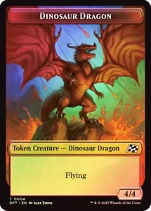 Dinosaur Dragon // Treasure Double-Sided Token 4 // 11 Foil NM MTG Aetherdrift M - Picture 1 of 2