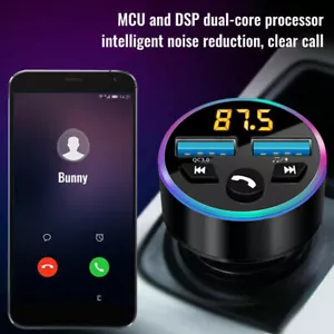 UK Car Wireless Bluetooth FM Transmitter MP3 Player USB Car Fast Charger Adapter - Picture 1 of 10