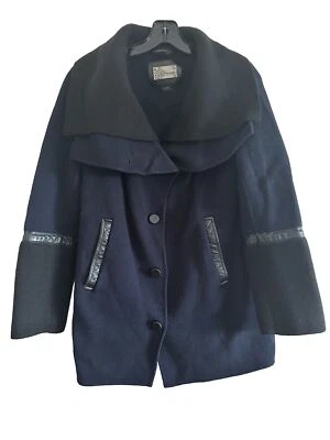 Casaco feminino Mackage lã e couro com botão peito único ervilha M - Imagem 1 de 4