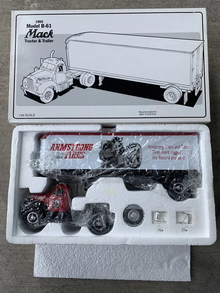 First Gear 1/34 Scale 19-1465 1960 Model B-61 Mack + Trailer Armstrong Tires - Image 1 of 1