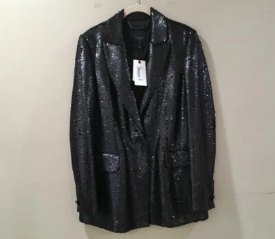 Blazer Ted Baker Millei Lentejuelas Mate Negro Formal Talla 2 EE. UU. 4-6 Nuevo Festival Foto 1 de 4