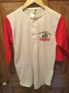 NWT Vintage 80s Moosehead Beer Henley 3/4 Sleeve Jersey T Shirt Size Med. 50/50 - Picture 1 of 7