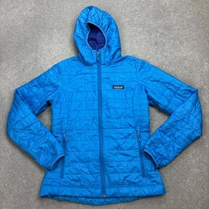 Patagonia Jacket Womens Small Blue Nano Puff Bivy Hoody Insulated Coat Lady - Picture 1 of 8